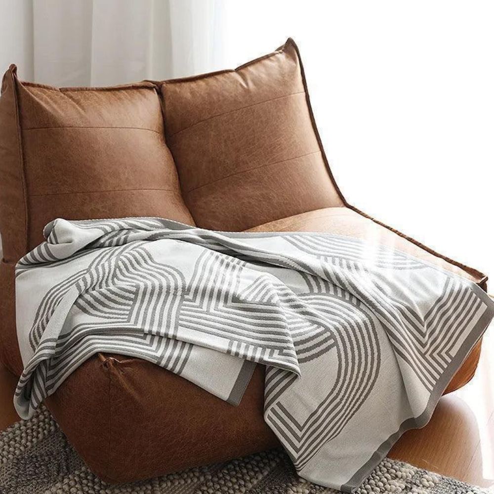Dubbelzijdige Gebreide Plaid met Geometrisch Patroon – Zachte Deken voor Bank Bed Stoel Warmte Stijl | Sulvida