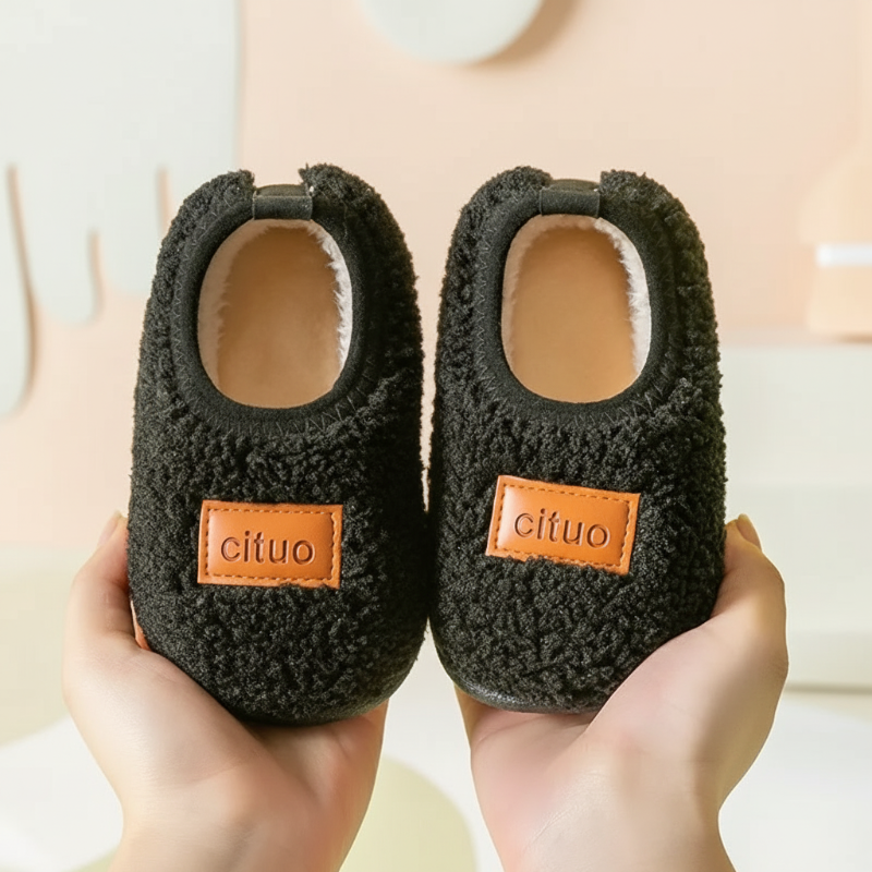 Chaussons d’hiver pour enfants doublés en polaire, avec semelle antidérapante, chauds et doux, rose, vert, marron, 12-18 mois, chaussures pour bébé | Sulvida