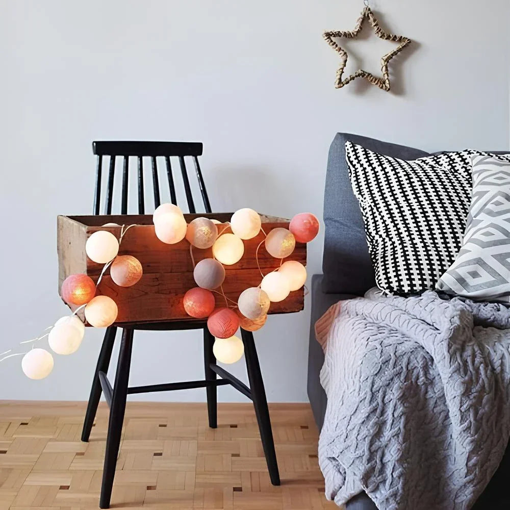 Katoenen Lichtbollenslinger Sfeerverlichting Kinderkamer Feestdecoratie USB Batterij 1,5 tot 10 Meter | Sulvida