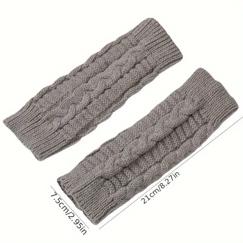 Gebreide Vingerloze Handschoenen Dames Winter Fleece Gevoerd Warm Zacht Touchscreen Wanten Handwarmers | Sulvida