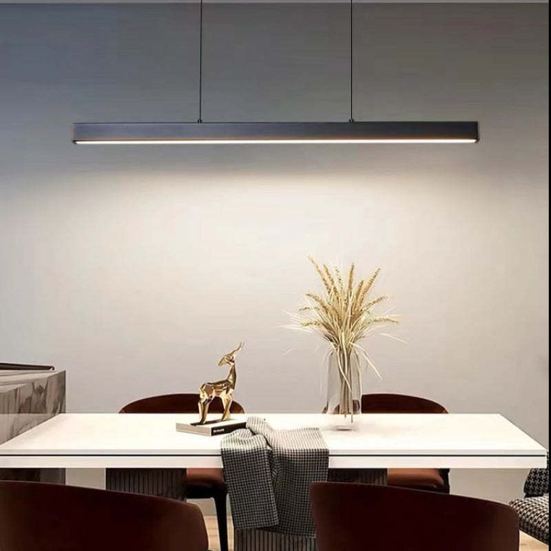 Moderne LED Hanglamp Lineair Design Zwart Bruin Dimbaar Eettafel Woonkamer Metaal Acryl 80-150cm Eetkamer | Sulvida