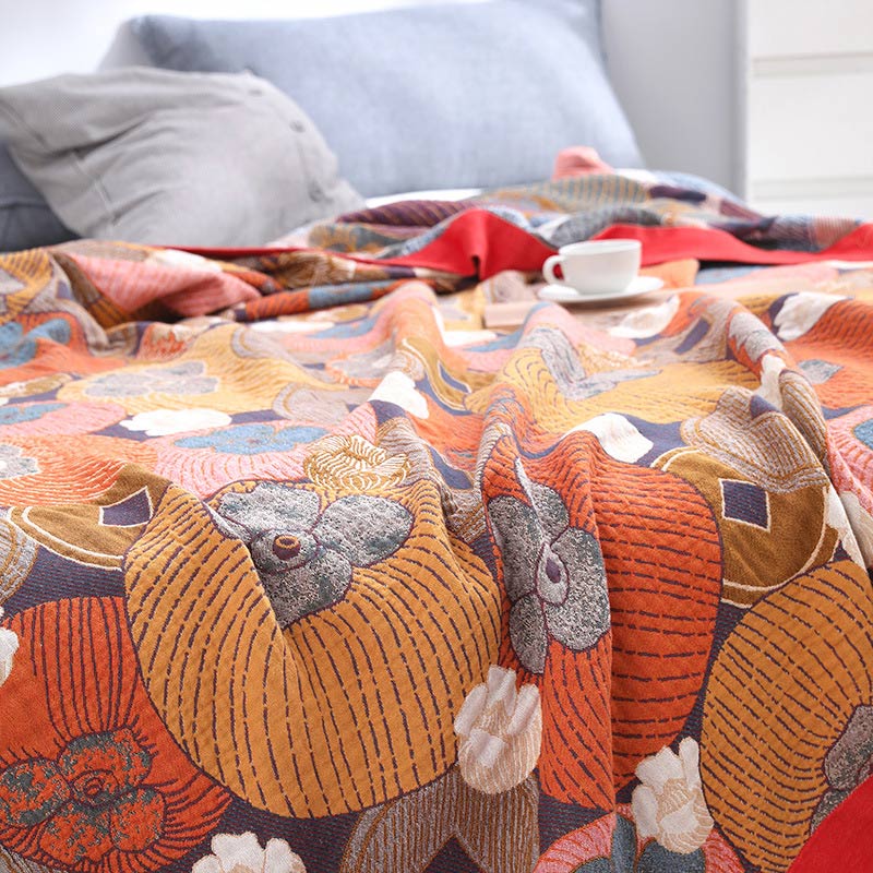 Gestreept Katoenen Gazen Quilt Dekbed Dubbelzijdig Omkeerbaar Zomerdeken of Laken voor Bed Ademend Lichtgewicht Tweepersoons Kingsize | Sulvida