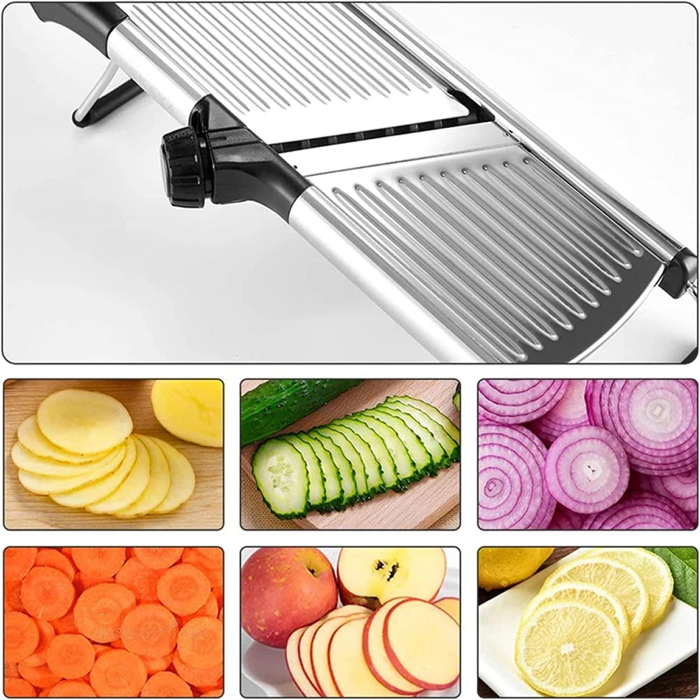 Mandoline professionnelle avec 6 réglages de coupe et gant de protection antidérapant pour la cuisine | Sulvida