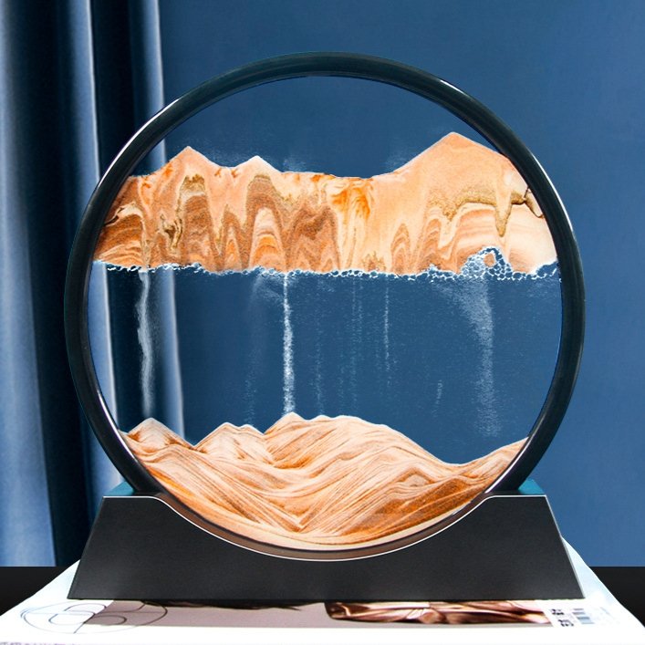 Tableau décoratif en sable 3D animé avec sable coloré et cadre en verre, pour salon et bureau | Sulvida