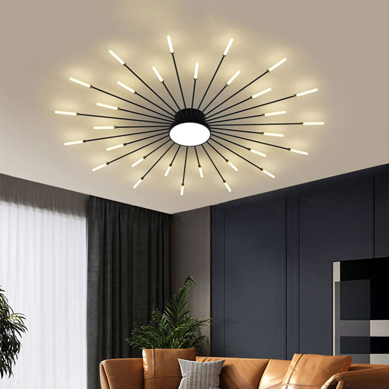 LED Plafondlamp Vuurwerk Metaal Acryl Zwart Goud Dimbaar Modern Design Woonkamer Slaapkamer Eetkamer Decoratief | Sulvida