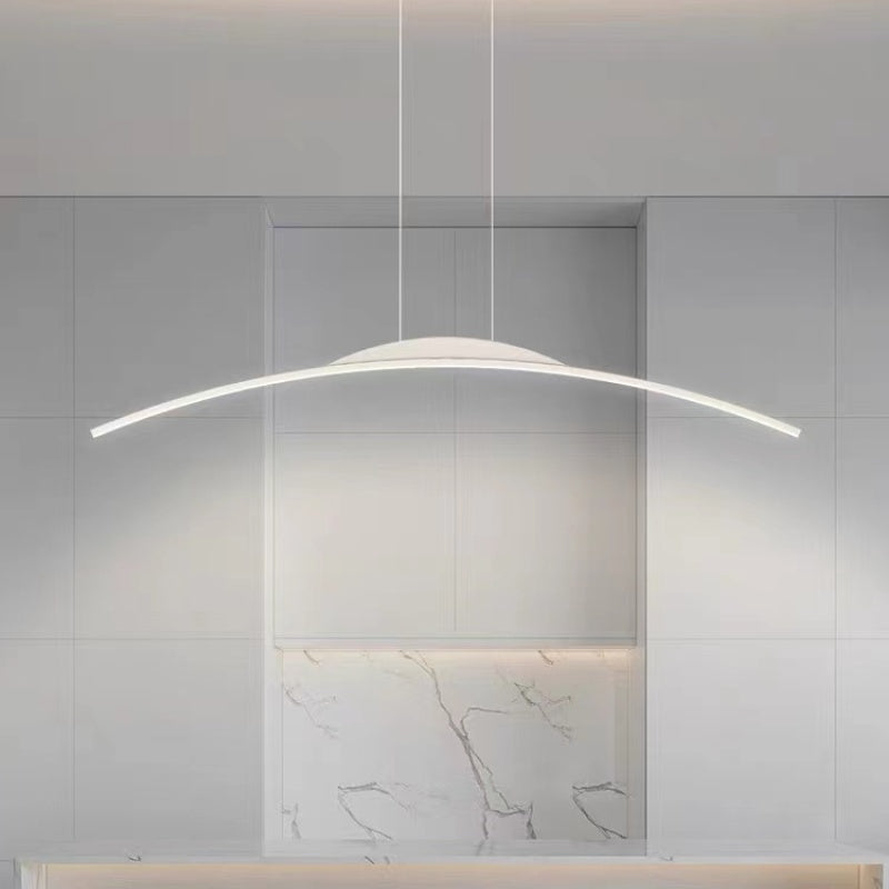 Hanglamp Lineair Metaal met Afstandsbediening Zwart Goud Dimbaar LED Moderne Boogvorm Eetkamer Woonkamer | Sulvida