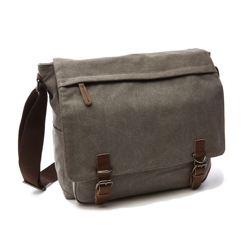 Canvas schoudertas heren dames | Stevige crossbodytas met verstelbare schouderriem ruime vakken dagelijks gebruik | Sulvida