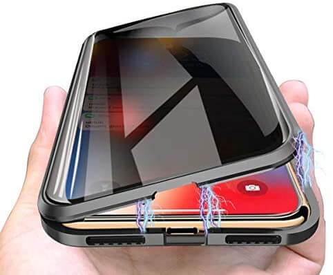 Magnetisch telefoonhoesje gehard glas metaal volledige bescherming valbeveiliging privacy screenprotector | Sulvida