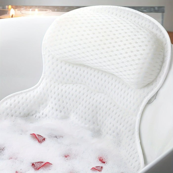 Coussin de bain avec soutien ergonomique pour la nuque et ventouses pour baignoire | Maille 4D premium, détente et confort | Sulvida