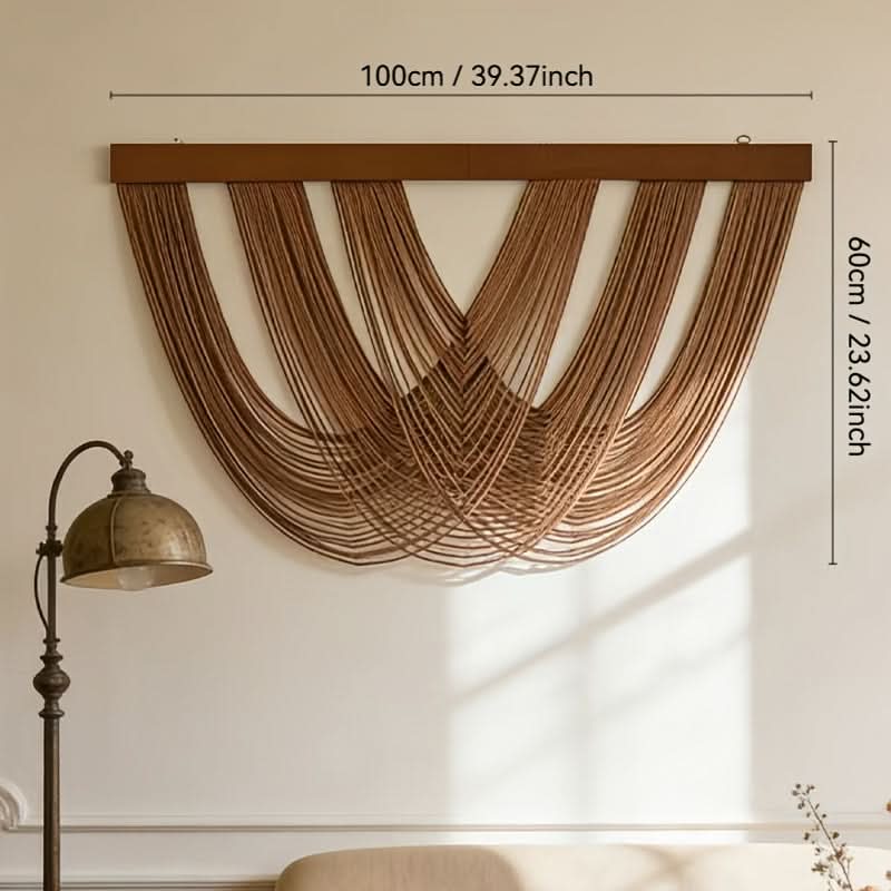 Geweven wandkleed macramé-stijl 100x60 cm boho interieur woonkamer slaapkamer natuurlijk textuur wanddecoratie | Sulvida