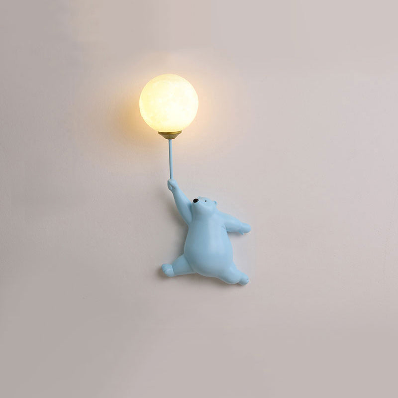 Wandlamp Beer met Ballon LED Wit Blauw Roze Kinderkamer Slaapkamer Woonkamer Leeslamp Acrylic Decoratief | Sulvida