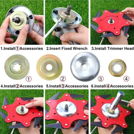 Universele Trimmerkop 6 Stalen Messen Bosmaaier Accessoire Robuust Onderdeel Trimmer Wierkop Grasmaaier | Sulvida