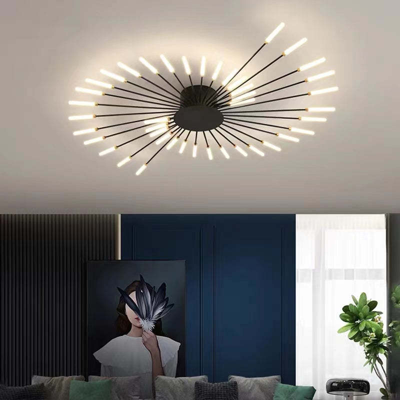 Plafondlamp vuurwerk-design zwart goud LED metaal acryl flush mount woonkamer slaapkamer modern luxe | Sulvida