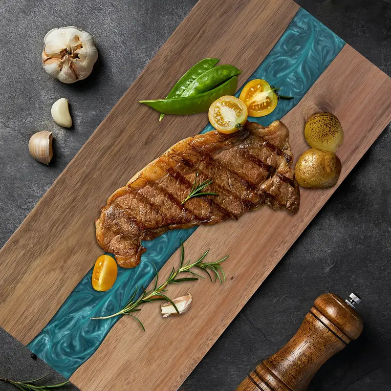 Houten Serveerplank met Harsrivier 46×23cm Acacia Snijplank voor Kaas Charcuterie en Brood Keukenblad | Sulvida