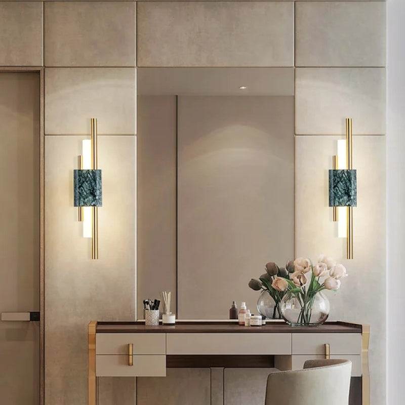 Wandlamp LED Marmer Metaal Goud Zwart Groen Slaapkamer Woonkamer Modern Interieur Sfeerverlichting Design | Sulvida
