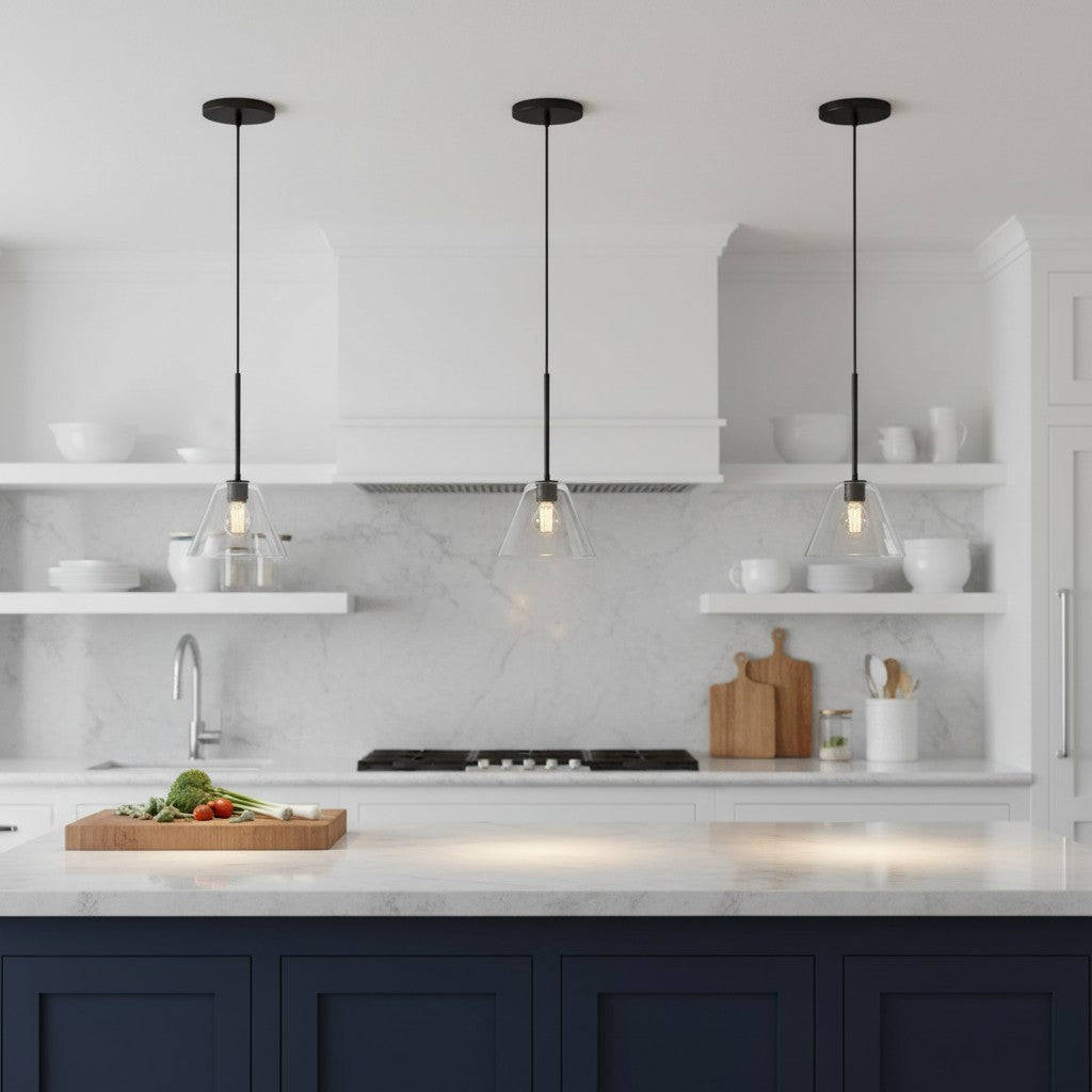 Glazen Hanglamp Kegelvorm voor Keuken Eetkamer Woonkamer Industriële Stijl Metalen Armatuur Designverlichting | Sulvida