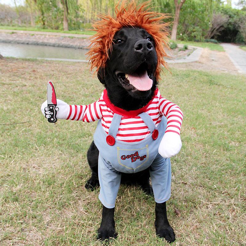 Halloween Hondenkostuum Pop-Figuur Rood Polyester met Pruik en Accessoires voor Kleine tot Grote Honden | Sulvida