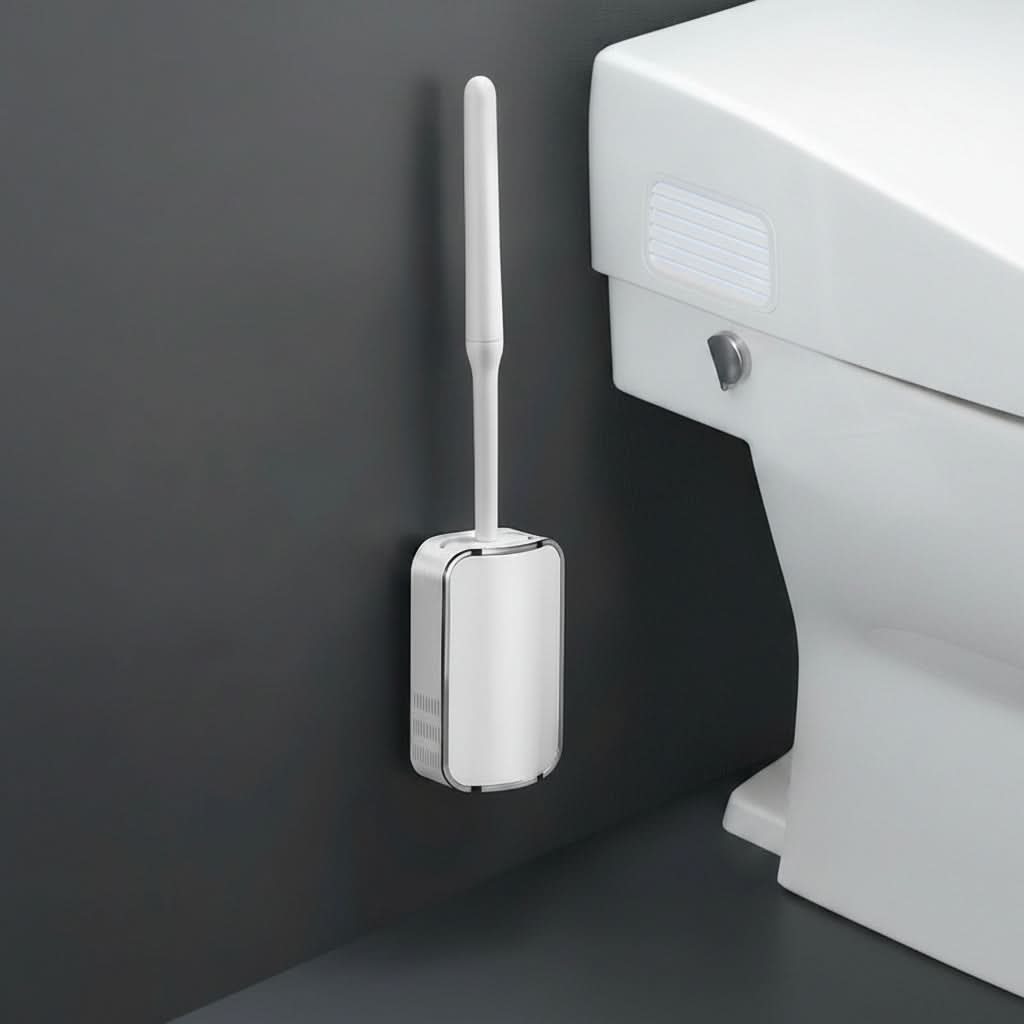 Wandmontage Toiletborstel met Sneldrogende Houder Zwart Goud Zilver Hygiënisch Badkamer Schoonmaakset | Sulvida