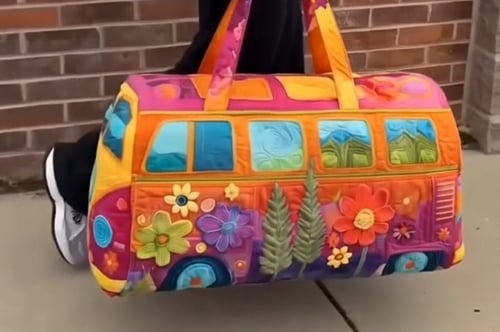 Gesteppte Weekendtas met Bloemendetails Handbagage Reizen Sport Schoudertas Gewatteerd Dames Overnachting | Sulvida