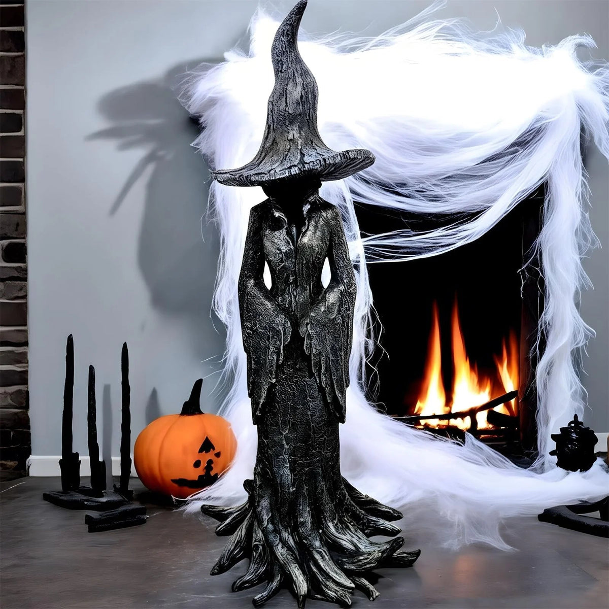 Heksen Beeldje Hars Zwart Gothic Tovenares – Mystieke Decoratie Halloween Interieur Sfeervolle Woonkamer | Sulvida