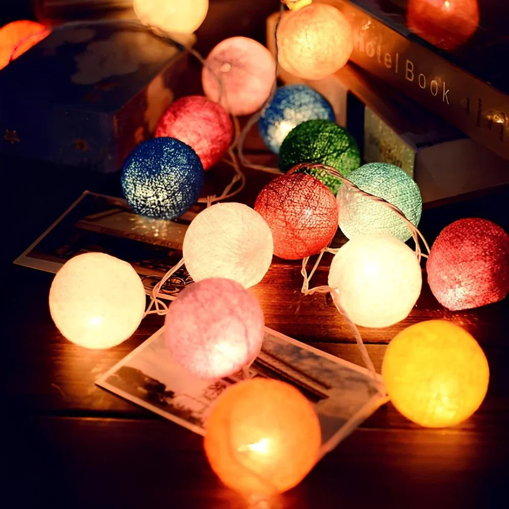 Katoenen Lichtbollenslinger Sfeerverlichting Kinderkamer Feestdecoratie USB Batterij 1,5 tot 10 Meter | Sulvida