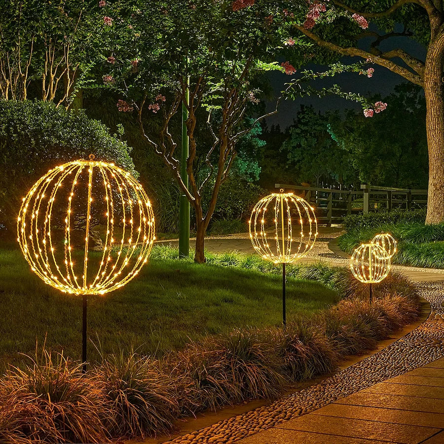 LED Decoratiebol Draadloos Metaal Opvouwbaar Binnen Buiten Tuin Terras Vensterbank Warmwit Kleurwisselend | Sulvida