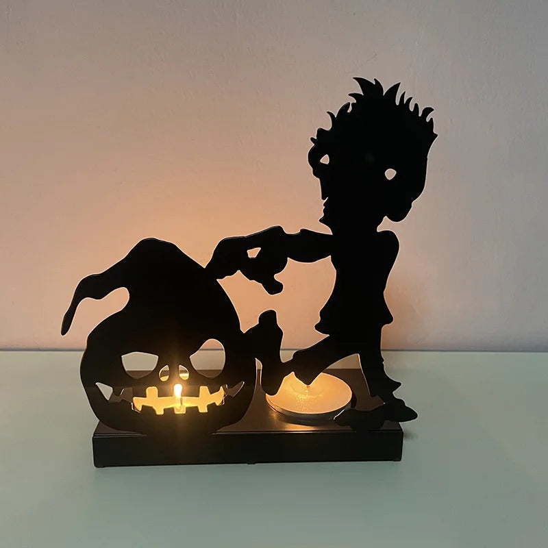 Gotische Kandelaar Zwart Metaal Kaarsenhouder voor Sfeervolle Tafel Halloween Decoratie Interieur Woondecoratie | Sulvida