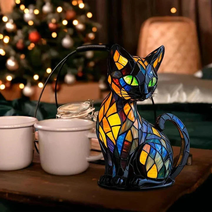 Lampe chat faite à la main, à la lueur douce, pour un éclairage d’ambiance et une atmosphère chaleureuse dans le salon et la chambre | Sulvida