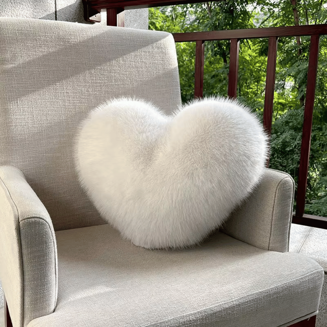 Hartvormig Sierkussen Zacht Pluche Decoratiekussen Knuffelkussen 32×40 cm Beige Wit Groen Woonkamer Slaapkamer | Sulvida