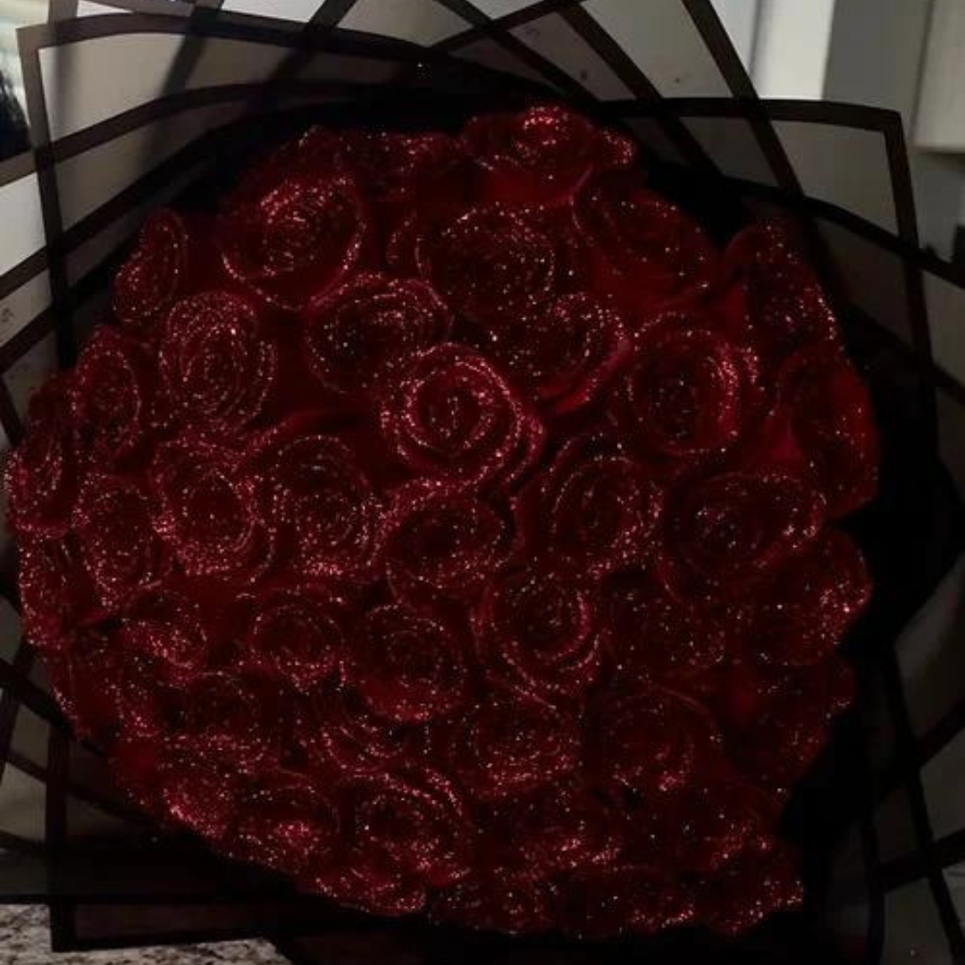 Kunstbloemen Roos met Glitter 7 cm Decoratie Rozen Feestdecoratie Bruiloft Verjaardag Tafel Bloemstuk | Sulvida
