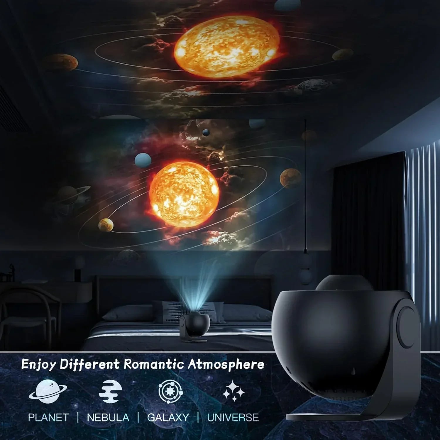 Sterrenprojector Galaxy Projector met 13 Verwisselbare Discs – Verwisselbare Projectiebol voor Kamer Sfeerverlichting Slaapkamer Universum Planetarium Hemel | Sulvida