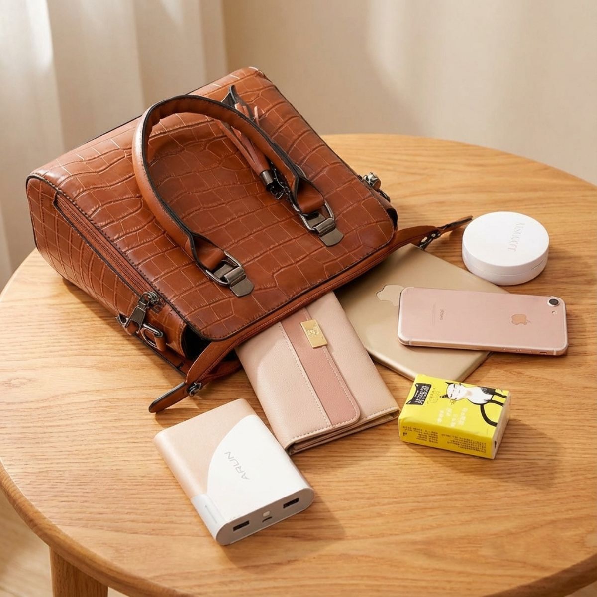 Ensemble de 4 sacs de luxe au design moderne en cuir pour un usage quotidien, sacs à main élégants pour femme, noir et marron | Sulvida