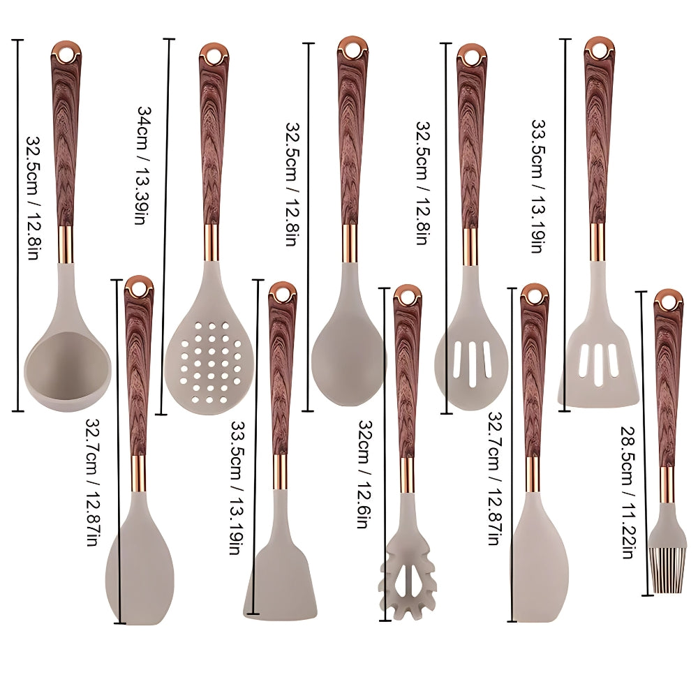 Siliconen Keukengerei Set 10-delig Hittebestendig Kookgereedschap Ergonomisch Handvat voor Modern Koken | Sulvida