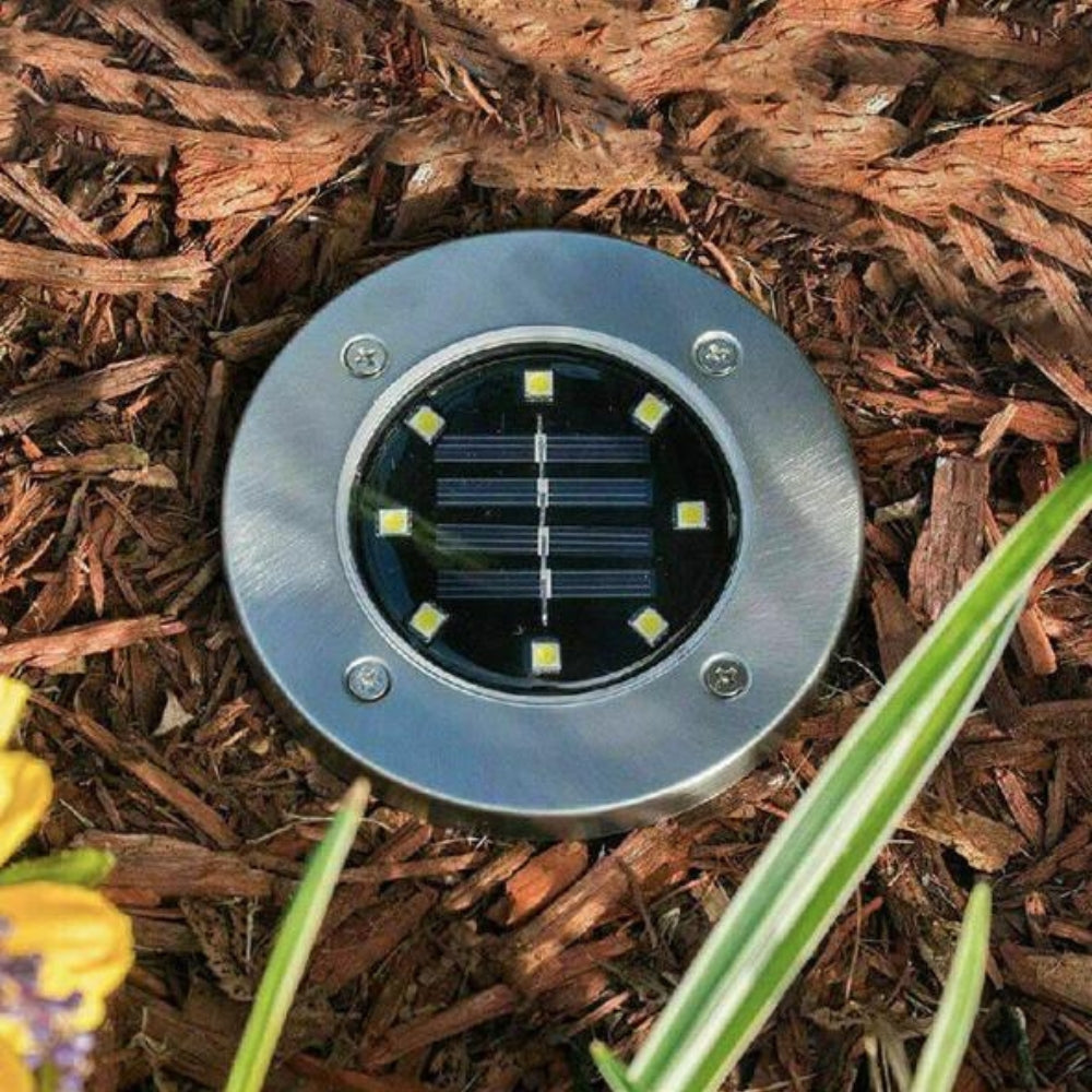 Grondspots op Zonne-Energie – LED Padverlichting voor Tuin Oprit Terras Automatisch – 8 LEDs Waterdicht IP65 | Sulvida