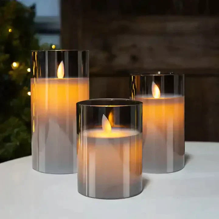 LED-kaarsenset zonder vlam 3-delig sfeerverlichting op batterij veilig rookvrij decoratie kaarsen voor interieur | Sulvida