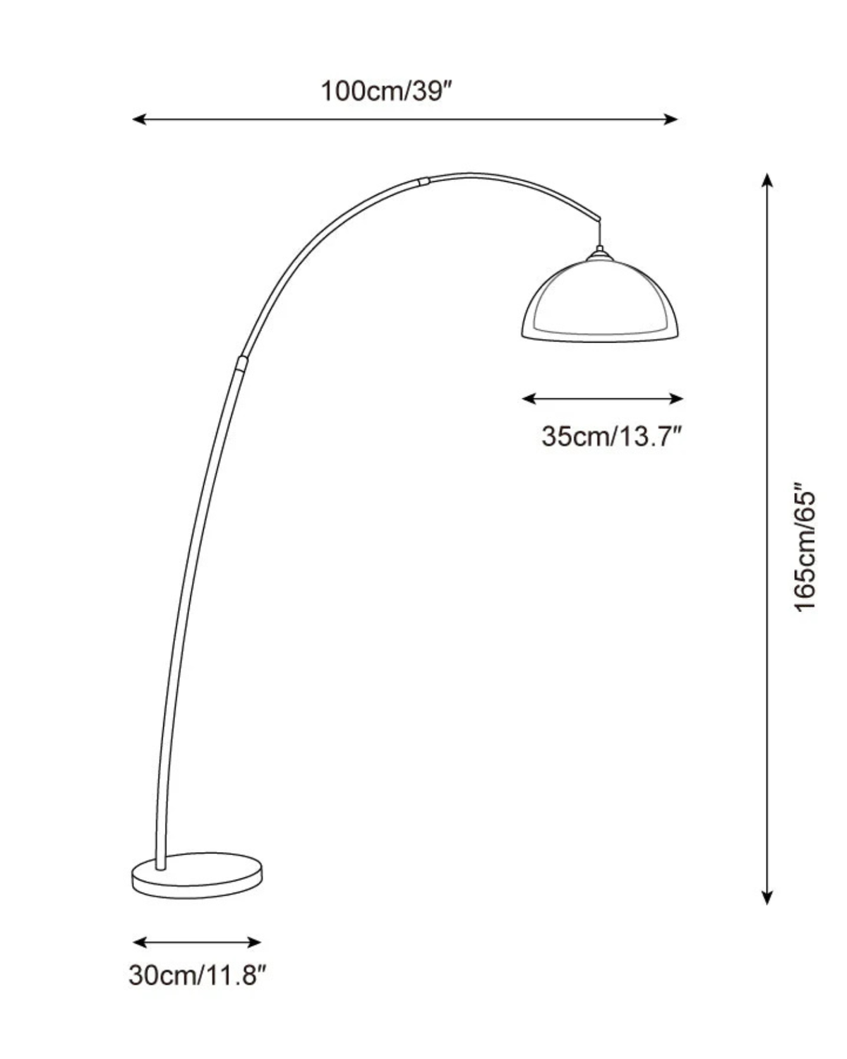 Staande Boogvormige Leeslamp met Verstelbare Arm en Amber Koepelkap voor Modern Interieur Woonkamer Sfeer | Sulvida