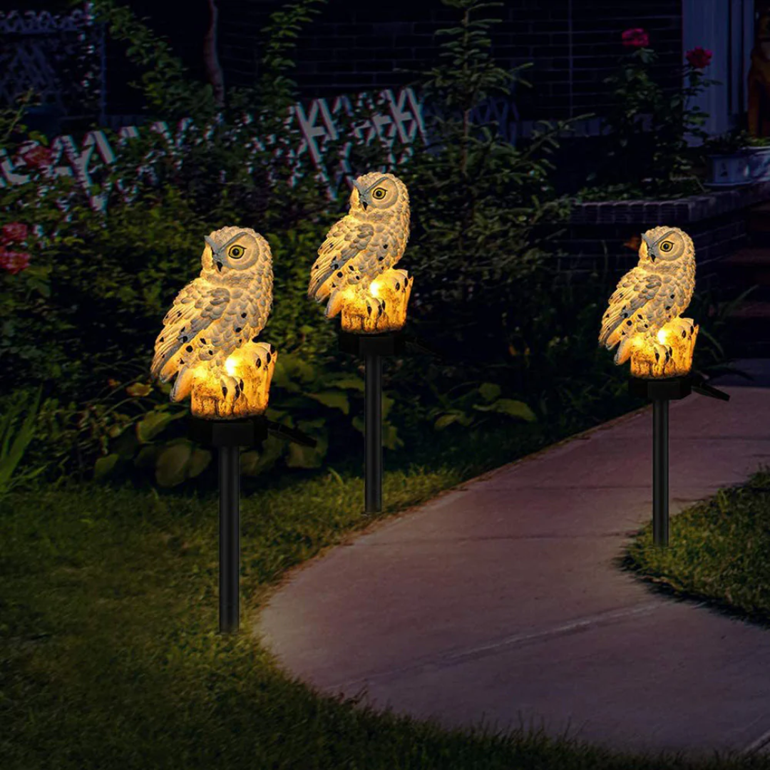 Zonne-energie tuinlamp in uildesign voor sfeervolle padverlichting buitenverlichting tuin decoratie solar | Sulvida
