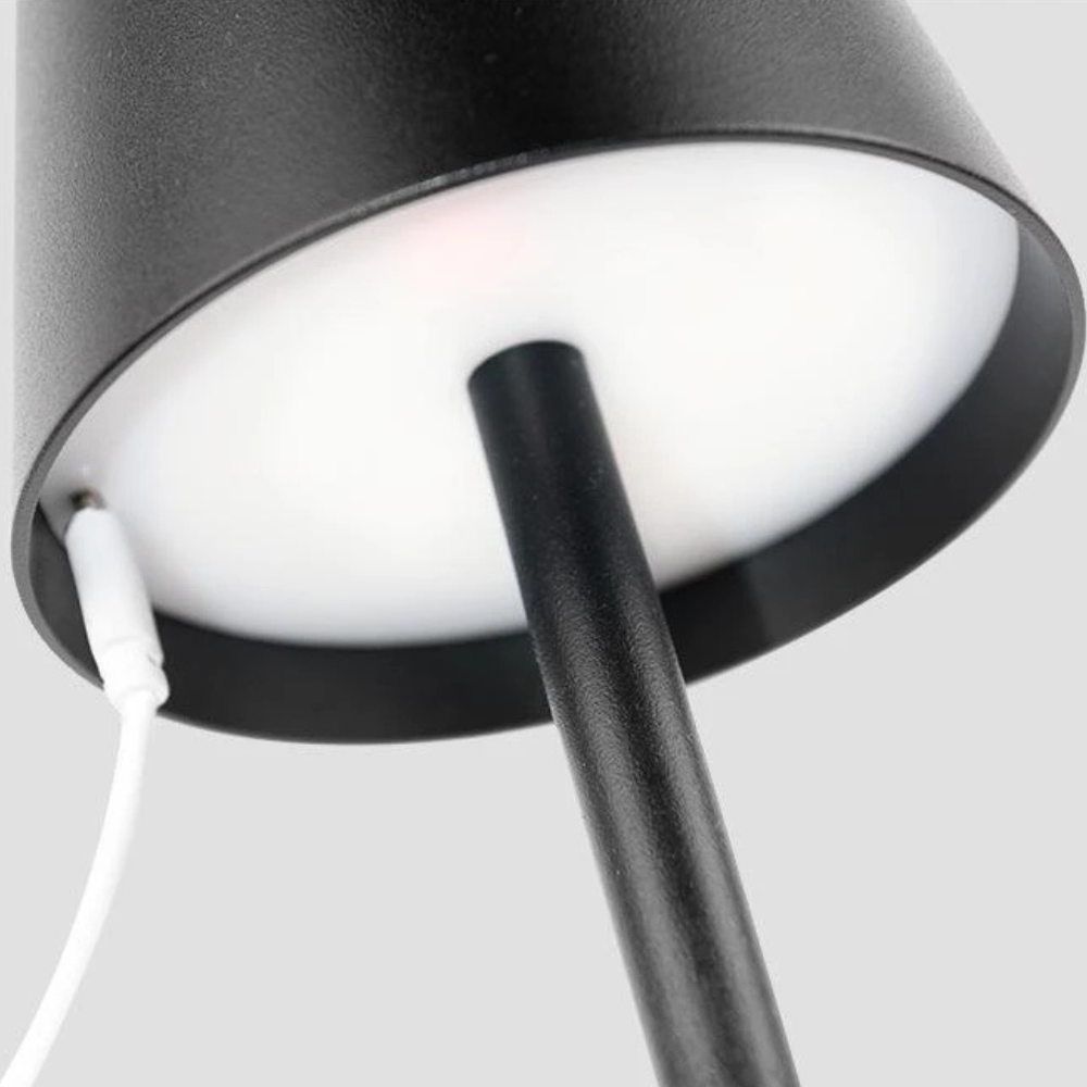 Draadloze Oplaadbare Tafellamp Dimbaar Touch 38cm Metaal LED Sfeerlamp Cordless Binnen Buiten Terras | Sulvida