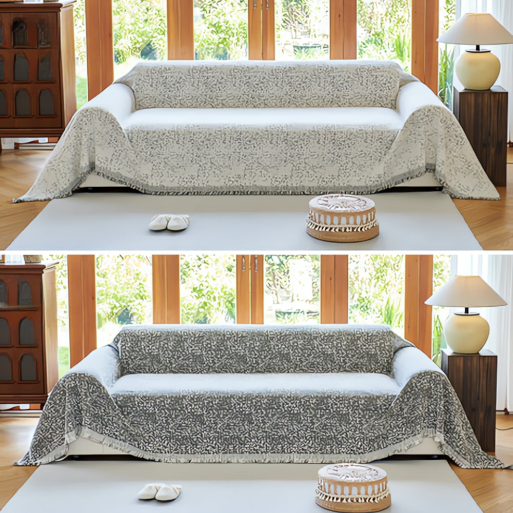 Omkeerbare Bankhoes Spikkelpatroon 180×180 180×230 180×300 180×340 cm Bescherming Katoen Microvezel Woonkamer | Sulvida