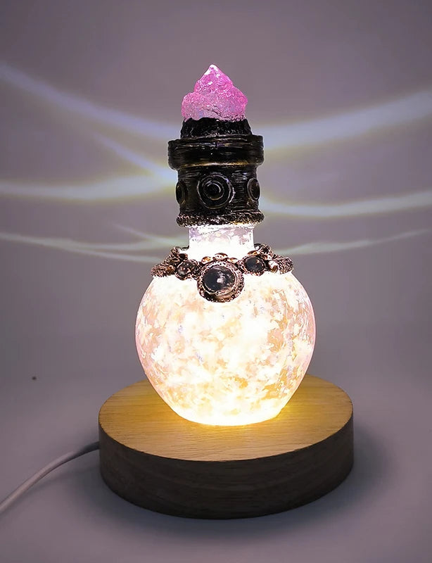 Decoratieve Hars Fles met Mystieke Gloed – Fantasy Flesornament voor Bureau Woonkamer Decoratie Sfeer | Sulvida