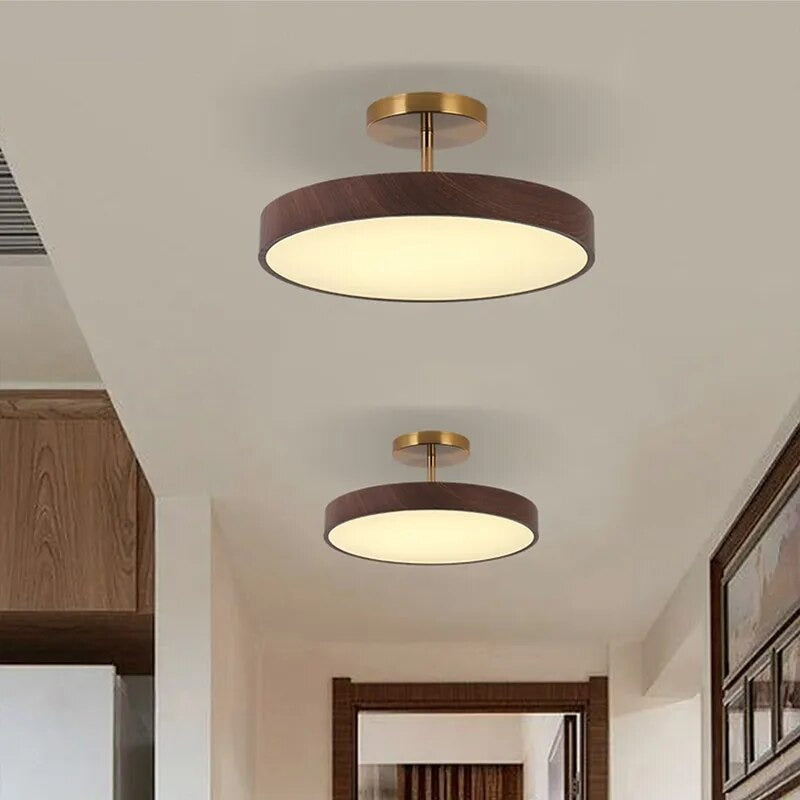 Plafondlamp Scandinavische Stijl Hout & Goudkleurig Montuur Wit Licht D30 × H17 cm Woonkamer Eetkamer | Sulvida