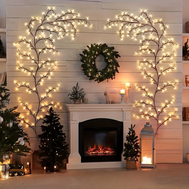 Decoratieve Wilgentak Wandverlichting USB 96 LED Warm Wit Sfeerlicht Natuurlijke Takken Muurdecoratie | Sulvida