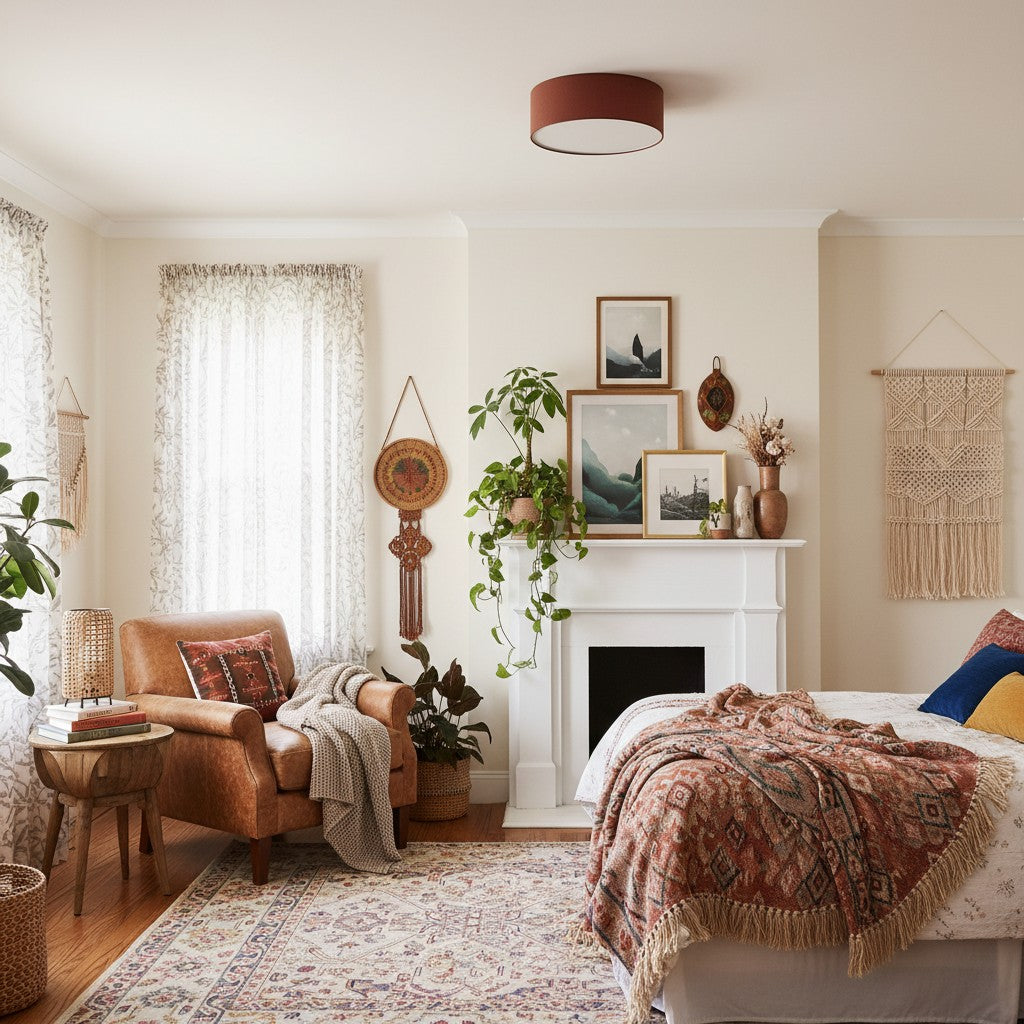Plafondlamp Linnen Trommel Natuurlijk Textiel Warm Dimbaar Licht Stijlvol Design Slaapkamer Woonkamer Eetkamer | Sulvida
