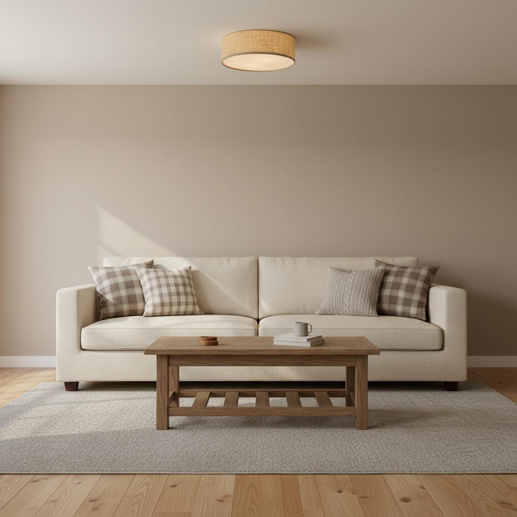 Plafondlamp Linnen Trommel Natuurlijk Textiel Warm Dimbaar Licht Stijlvol Design Slaapkamer Woonkamer Eetkamer | Sulvida