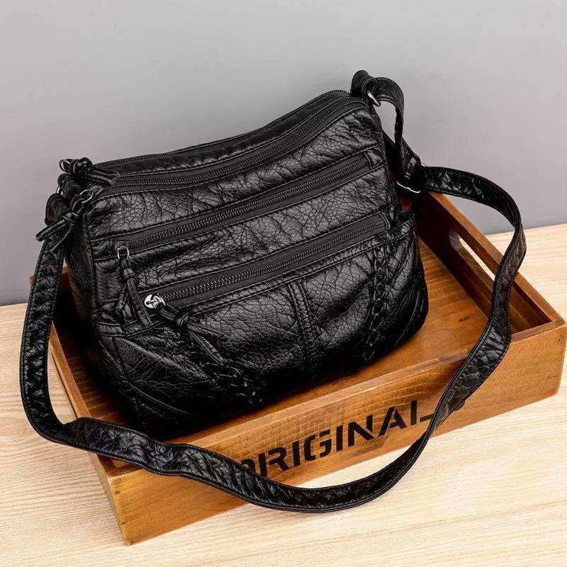 Elegante Schoudertas Dames Bruin Zwart Crossbody Kunstleer Klassiek Design Dagelijks Gebruik Stijlvol | Sulvida