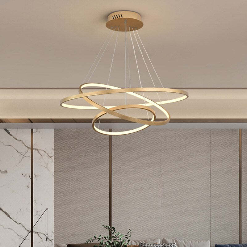 LED Hanglamp Drie Ringen Modern Metaal Verstelbaar Zwart Wit Goud Design Woonkamer Eetkamer Slaapkamer | Sulvida