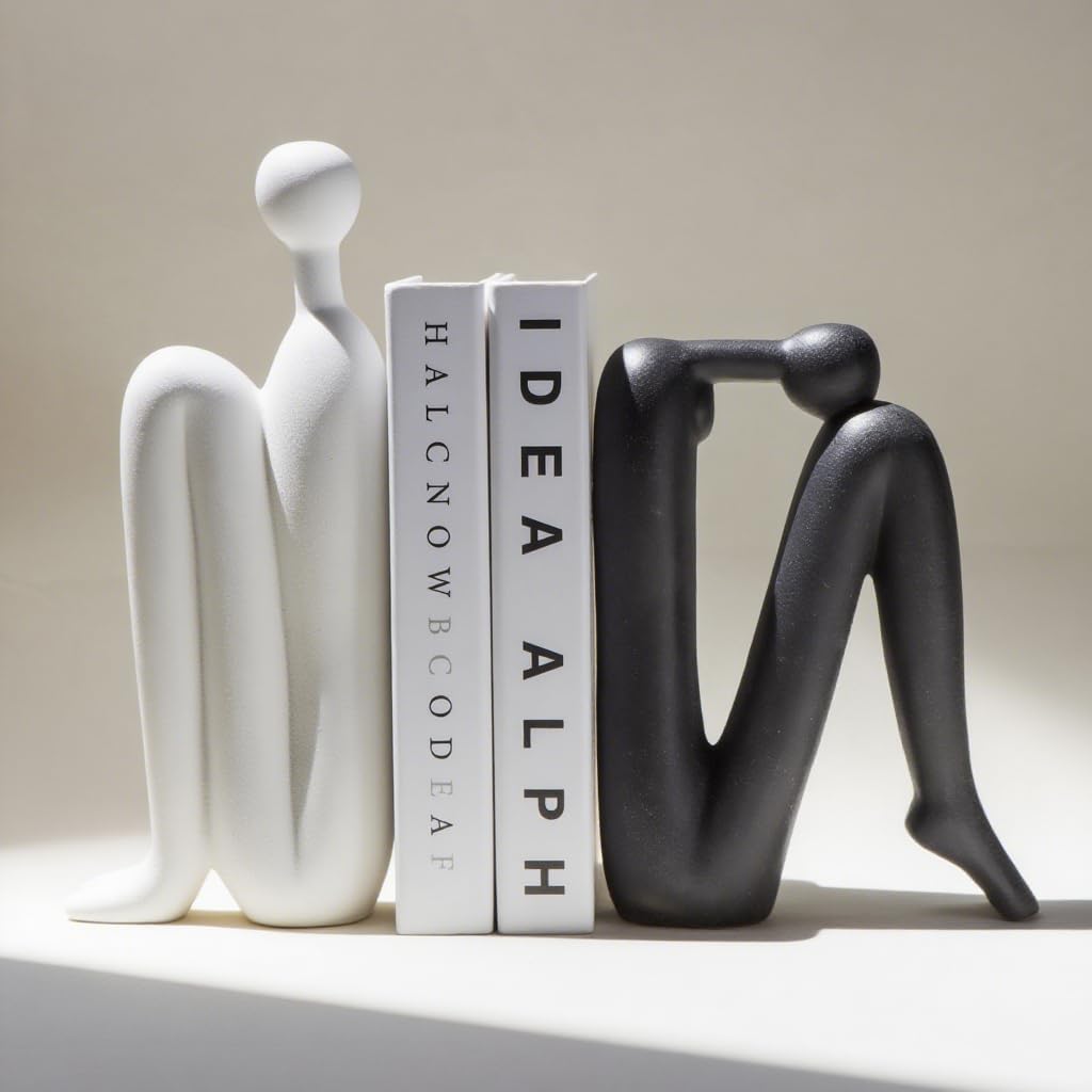 Ensemble de serre-livres sculpturaux au design artistique, accent décoratif moderne pour étagère, bureau et salon | Sulvida