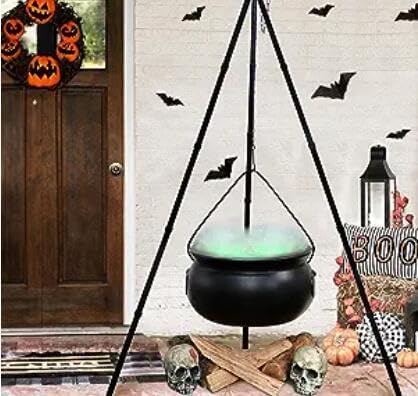Grote Heksenketel met Driepoot Halloween Decoratie Verlicht Snoepschaal Tuindecoratie 130 cm Feestdecoratie | Sulvida
