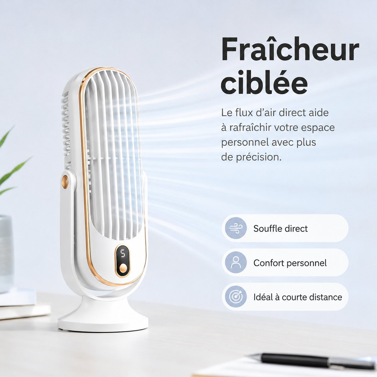 Torenventilator met dubbele motor en 720° rotatie | Compacte USB ventilator voor bureau en slaapkamer | Sulvida