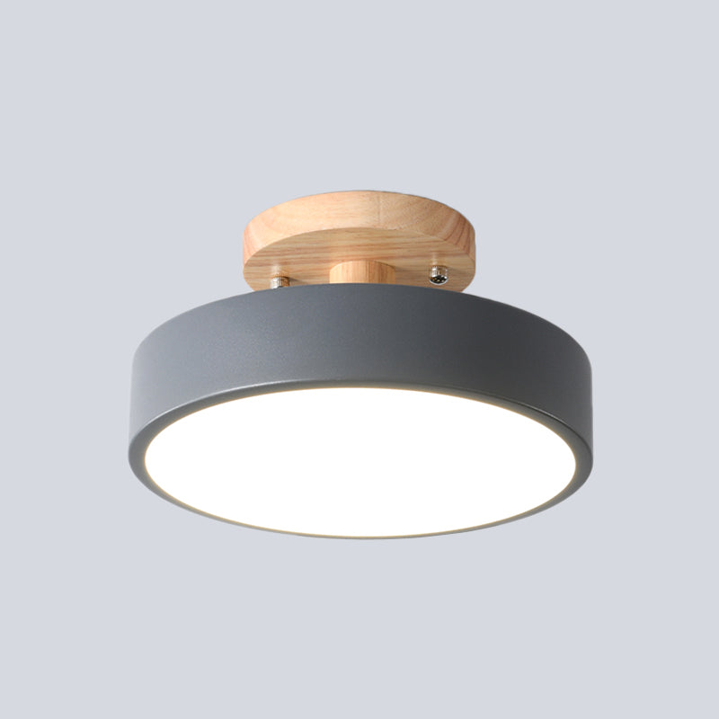 Metalen plafondlamp Scandinavische stijl LED verlichting houten rozet woonkamer slaapkamer gang modern | Sulvida